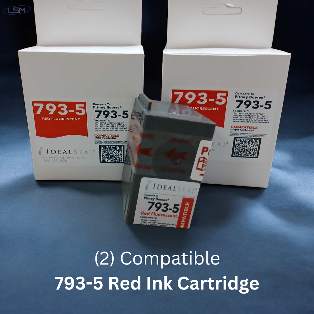 (2) PB Compatible 793-5 Red Ink Cartridge for P700, DM100i, DM125i, DM150i, DM175i, DM200L, DM225 Postage Meters Label Supply Mart