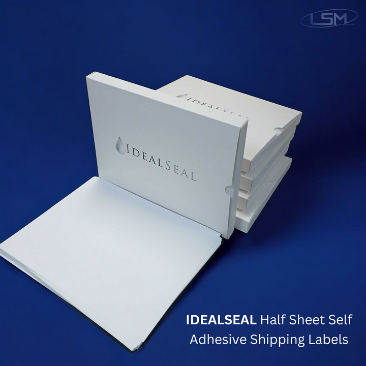 IDEALSEAL Half Sheet Self Adhesive Shipping Labels for Laser & Inkjet Printers, 500 Count (1000 Labels) Label Supply Mart