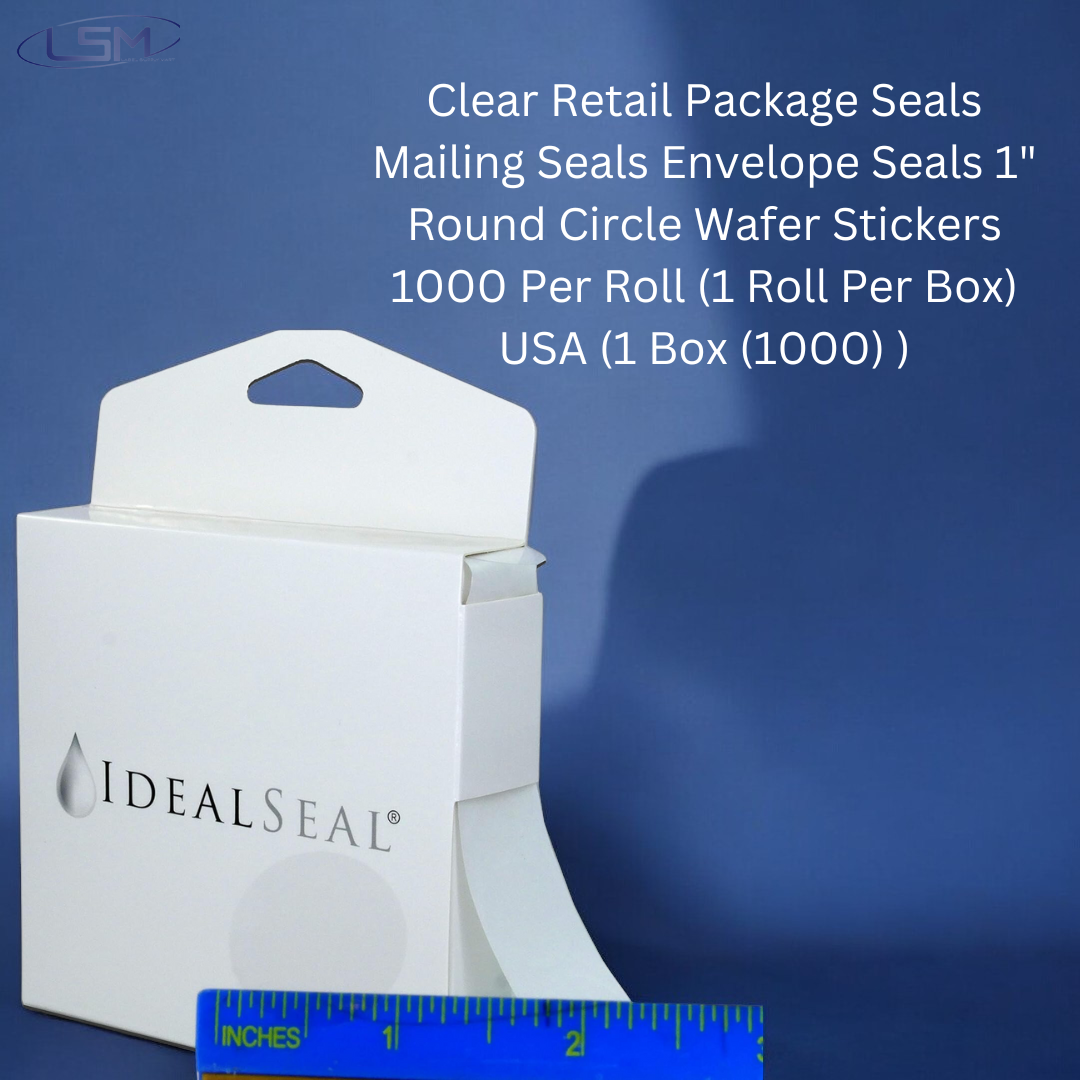 1,000 Super Gloss Clear Round Stickers (with Dispenser Box) Clear Retail Package Seals Mailing Seals Envelope Seals 1" Round Circle Wafer Stickers 1000 Per Roll (1 Roll Per Box) USA (6 Boxes (6000)) Label Supply Mart