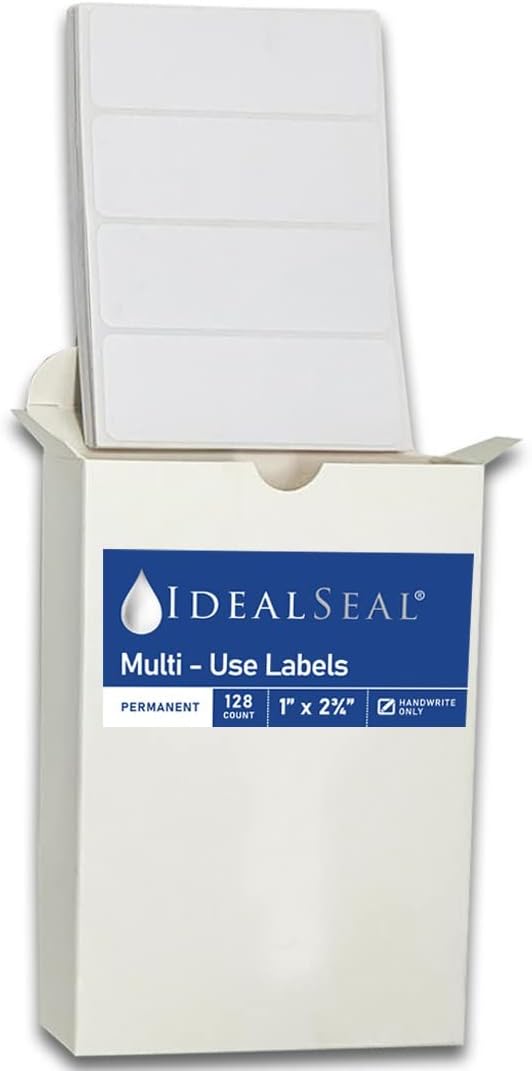 Ideal Seal All-Purpose Labels, 1 x 2.75 inches, White Pack of 128, 4 Labels per Sheet, 32 Sheets