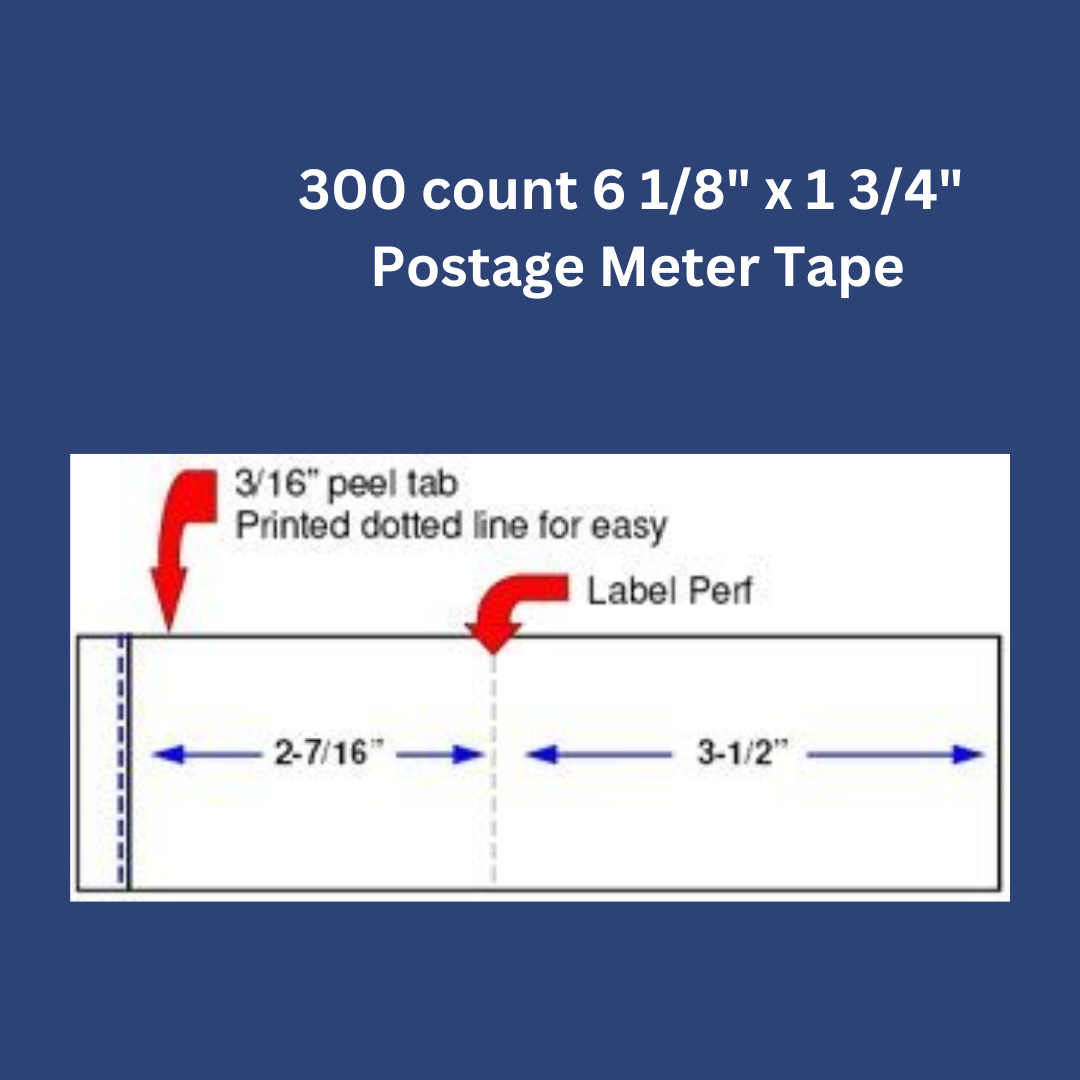 Preferred Postage Supplies Neopost/Hasler 6-1/8" x 1-9/16" Postage tape strip. Compare to Neopost Postage Meter tape 7465233-01/PT1N03/PT1N12 and Hasler 900-401-0/PT1H12 Label Supply Mart