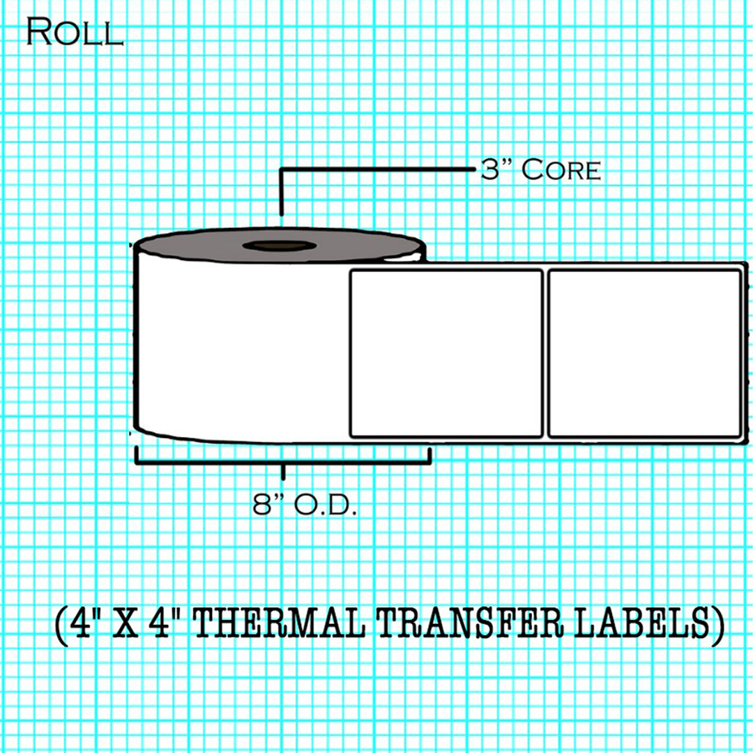 4" x 4" Thermal Transfer Labels - 3" Core