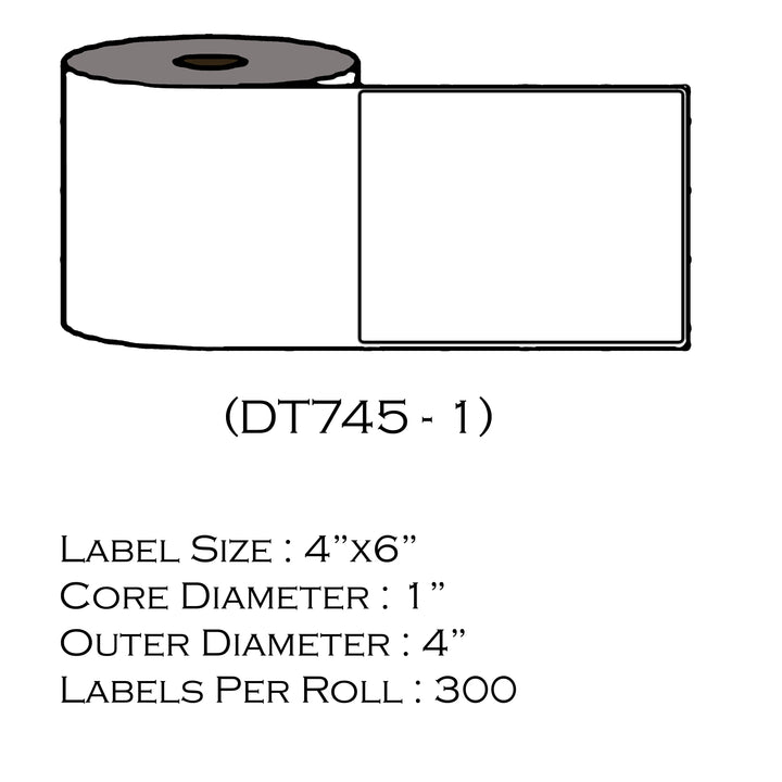 4" x 6" Compatible Replacement Rolls For Pitney Bowes 745-1 (300 Labels/Roll)